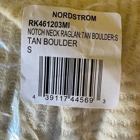 Abound Womens Tan Boulder Notch Neck Waffle Knit Raglan Long Sleeve Top Small - Picture 7 of 7